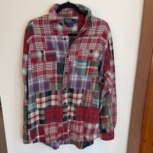 Rare Vintage Polo by Ralph Lauren Plaid Patchwork Shirt, Excellent Condition
